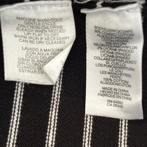 Jones New York Women's Black White Striped Button Up Knit Sweater Size Petite PP - Picture 10 of 11